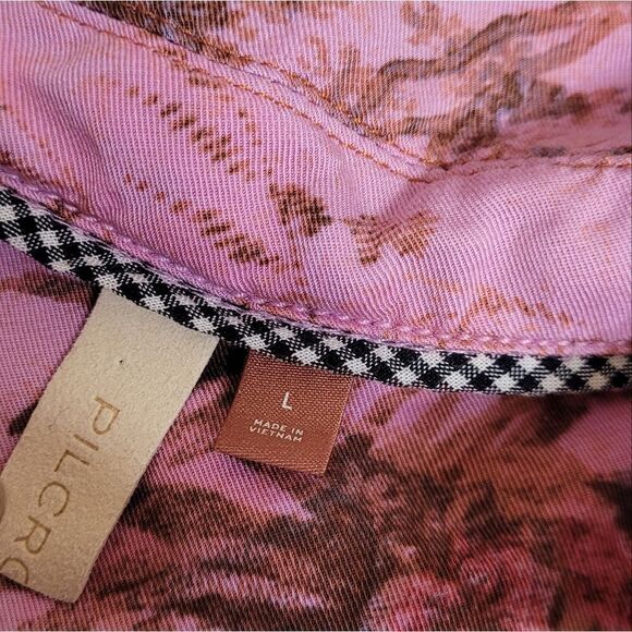 ANTHROPOLOGIE Pilcro pink femme utility gorp duck blouse button up‎ shirt L - Picture 5 of 11